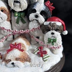 Vtg 2001 RARE DANBURY MINT Shih Tzu Family Illuminated Christmas Tree Retired