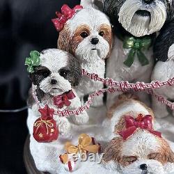 Vtg 2001 RARE DANBURY MINT Shih Tzu Family Illuminated Christmas Tree Retired