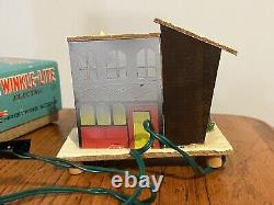 Vtg 50's Christmas Electric Twinkle Lite Putz House with Bisque Santa + BOX