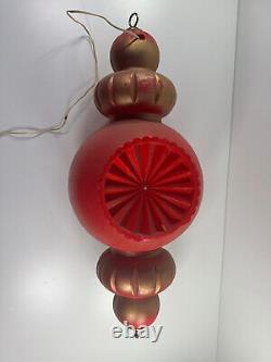 Vtg 60s BECO Stained Glass Plastic Blow mold lantern Christmas ornament #2