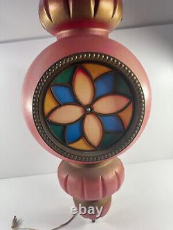 Vtg 60s BECO Stained Glass Plastic Blow mold lantern Christmas ornament #3