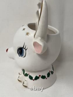 Vtg 60s Napco Christmas Rudolph Reindeer Head Vase Planter White QX-5477 Vtg 60s Napco Christmas Rudolph Reindeer Head Vase Planter White QX-5477