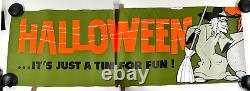 Vtg 70s 80s Halloween store display sign WITCH lrg 62 banner