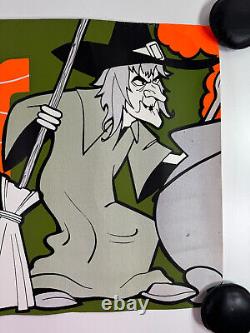 Vtg 70s 80s Halloween store display sign WITCH lrg 62 banner