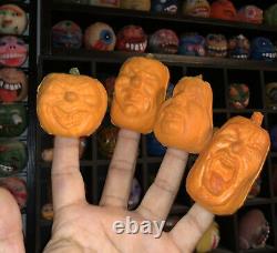 Vtg 80's Todd Masters Oh Lantern Family Foam Pumpkin Original Finger Puppet Lot