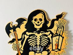 Vtg 90s Halloween 28 plastic sign grim reaper Skeleton skull death