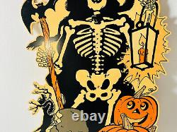 Vtg 90s Halloween 28 plastic sign grim reaper Skeleton skull death