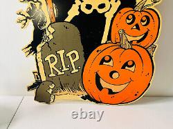 Vtg 90s Halloween 28 plastic sign grim reaper Skeleton skull death