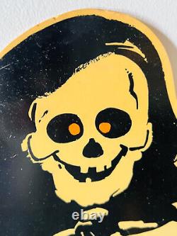 Vtg 90s Halloween 28 plastic sign grim reaper Skeleton skull death