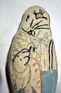 Vtg Antique 1920 Primitive Scary Stuffed Easter Bunny Pillow Toy Folk Art 15 In