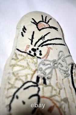 Vtg Antique 1920 Primitive Scary Stuffed Easter Bunny Pillow Toy Folk Art 15 In