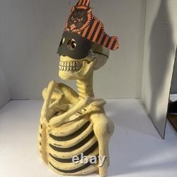 Vtg Bethany Lowe Halloween Skeleton Candy Container Paper Mache Retired -Read