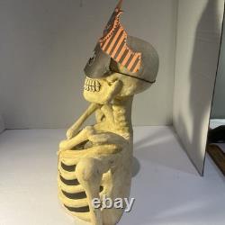 Vtg Bethany Lowe Halloween Skeleton Candy Container Paper Mache Retired -Read