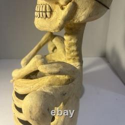 Vtg Bethany Lowe Halloween Skeleton Candy Container Paper Mache Retired -Read
