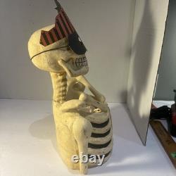 Vtg Bethany Lowe Halloween Skeleton Candy Container Paper Mache Retired -Read