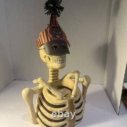 Vtg Bethany Lowe Halloween Skeleton Candy Container Paper Mache Retired -Read