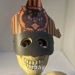Vtg Bethany Lowe Halloween Skeleton Candy Container Paper Mache Retired -Read