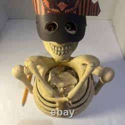 Vtg Bethany Lowe Halloween Skeleton Candy Container Paper Mache Retired -Read