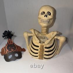 Vtg Bethany Lowe Halloween Skeleton Candy Container Paper Mache Retired -Read