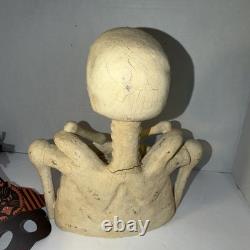Vtg Bethany Lowe Halloween Skeleton Candy Container Paper Mache Retired -Read