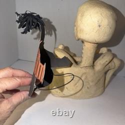 Vtg Bethany Lowe Halloween Skeleton Candy Container Paper Mache Retired -Read