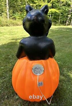 Vtg Black Cat on a Pumpkin Halloween Blow Mold Empire Carolina Enterprises 34 Vtg Black Cat on a Pumpkin Halloween Blow Mold Empire Carolina Enterprises 34