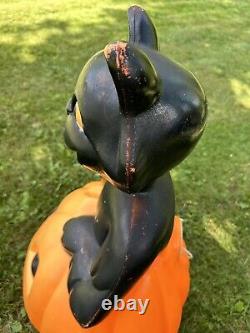 Vtg Black Cat on a Pumpkin Halloween Blow Mold Empire Carolina Enterprises 34 Vtg Black Cat on a Pumpkin Halloween Blow Mold Empire Carolina Enterprises 34