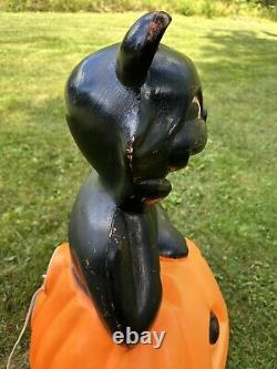 Vtg Black Cat on a Pumpkin Halloween Blow Mold Empire Carolina Enterprises 34 Vtg Black Cat on a Pumpkin Halloween Blow Mold Empire Carolina Enterprises 34