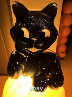 Vtg Black Cat on a Pumpkin Halloween Blow Mold Empire Carolina Enterprises 34 Vtg Black Cat on a Pumpkin Halloween Blow Mold Empire Carolina Enterprises 34
