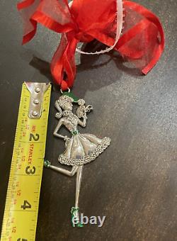 Vtg Brighton Party Girl Christmas Ornament Green Shoes A Wish for Peace on Earth