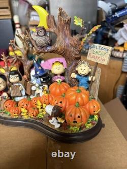 Vtg Charlie Brown Welcome Great Pumpkin Halloween Lighted Sculpture Danbury Mint