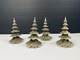 Vtg Christmas Putz Village Trees Hard Plastic Mica Glitter West Germany Set Of 4