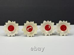 Vtg Christmas Putz Village Trees Hard Plastic Mica Glitter West Germany Set Of 4