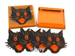 Vtg Dennison Halloween Screeching Black Cat LARGE Diecut BOX (x4)