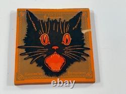 Vtg Dennison Halloween Screeching Black Cat LARGE Diecut BOX (x4)