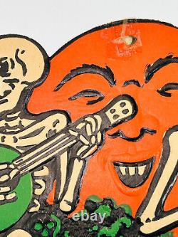 Vtg Halloween 30s 40s BEISTLE embossed diecut skeletons guitar saxophone moon