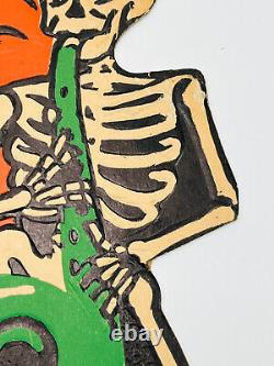 Vtg Halloween 30s 40s BEISTLE embossed diecut skeletons guitar saxophone moon