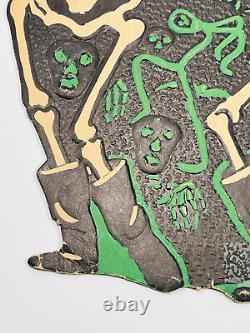 Vtg Halloween 30s 40s BEISTLE embossed diecut skeletons guitar saxophone moon