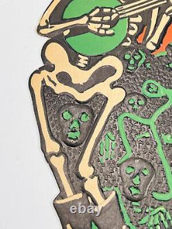 Vtg Halloween 30s 40s BEISTLE embossed diecut skeletons guitar saxophone moon