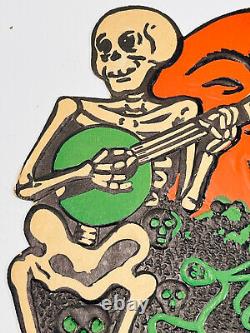 Vtg Halloween 30s 40s BEISTLE embossed diecut skeletons guitar saxophone moon