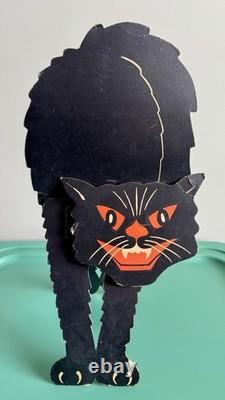 Vtg Halloween BLACK CAT Diecut 16 STANDEE Stand Up EASEL BACK Decoration LUHRS Vtg Halloween BLACK CAT Diecut 16 STANDEE Stand Up EASEL BACK Decoration LUHRS
