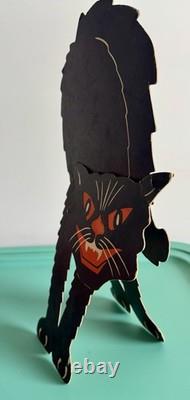 Vtg Halloween BLACK CAT Diecut 16 STANDEE Stand Up EASEL BACK Decoration LUHRS Vtg Halloween BLACK CAT Diecut 16 STANDEE Stand Up EASEL BACK Decoration LUHRS