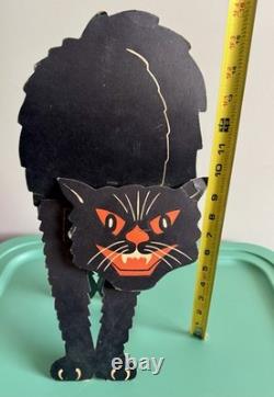 Vtg Halloween BLACK CAT Diecut 16 STANDEE Stand Up EASEL BACK Decoration LUHRS Vtg Halloween BLACK CAT Diecut 16 STANDEE Stand Up EASEL BACK Decoration LUHRS