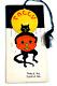 Vtg Halloween Black Cat Bridge Tally Card Tag Pumpkin Moon Fence Gibson