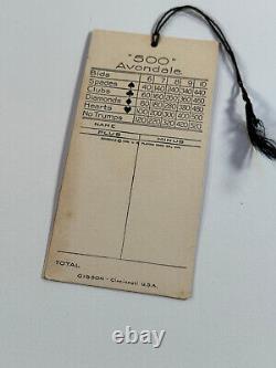 Vtg Halloween Black Cat Bridge Tally Card Tag pumpkin moon fence Gibson