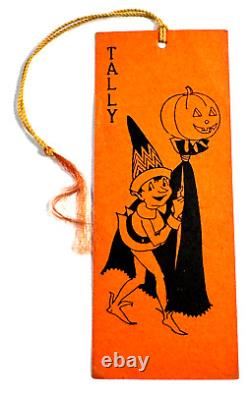 Vtg Halloween Hallmark RARE elf Pumpkin Parade Lantern Tally Card Tag