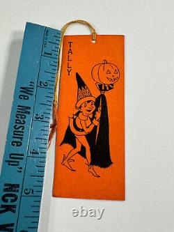Vtg Halloween Hallmark RARE elf Pumpkin Parade Lantern Tally Card Tag