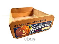 Vtg Halloween RARE full Barr Packing Grape advertising crate WOW