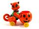 Vtg Halloween Rosbro Rosen Black Cat On Wheels Candy Container Jol