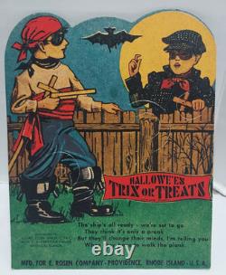 Vtg Halloween Trix or Treats Sucker Candy Card E Rosen 1930's NOS Unused Display